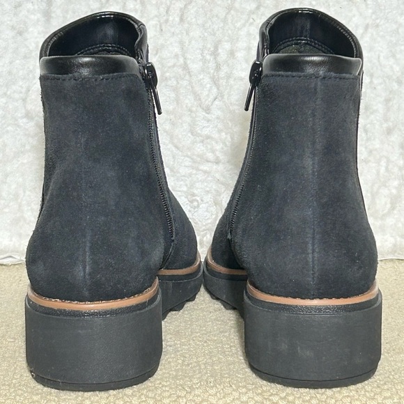 Clarks Womens Black Suede Sharon Heights Side Zip Ankle Booties Boots SZ 8.5 - Picture 4 of 11